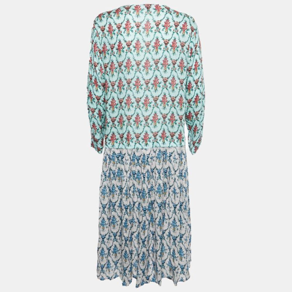 Jil Sander Multicolour Crepe Floral Print Pleated Midi Dress M - Picture 3 of 6